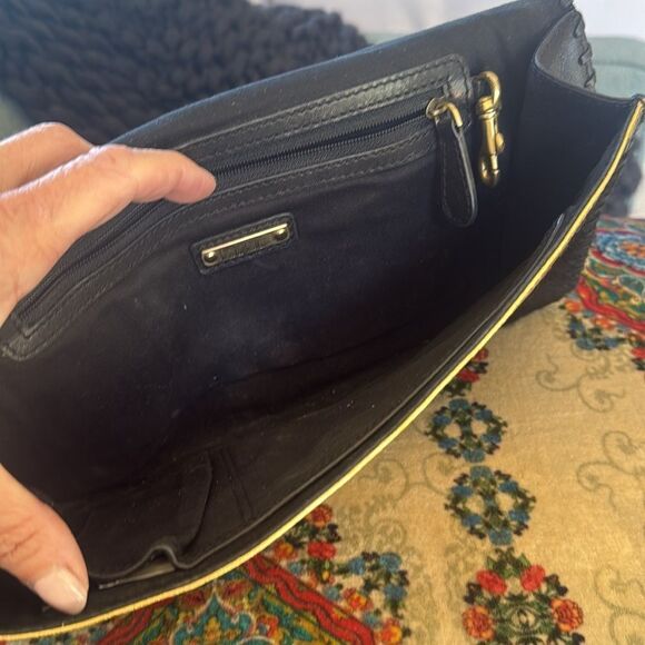 NICOLE MILLER black pony hair clutch with gold triangle leather - Picture 7 of 9